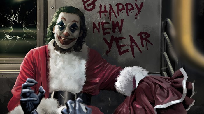 Joker in Santa Suit Happy New Year 4K