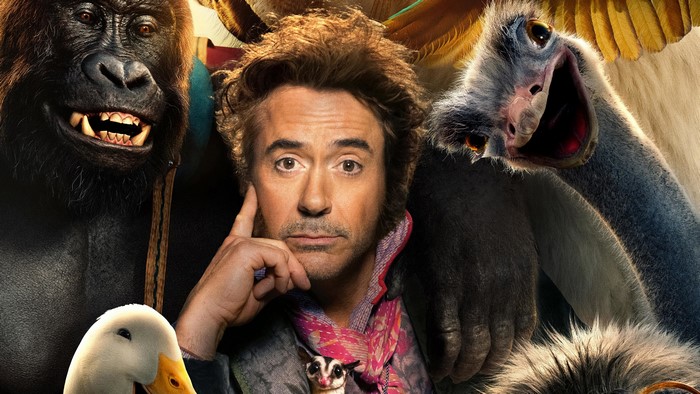 Dolittle Poster with Robert Downey Jr. and Animals 4K