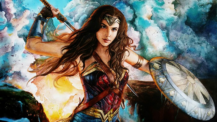Wonder Woman, Sword, Shield, Gal Gadot, DC, 4K