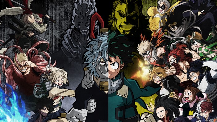 My Hero Academia characters split screen
