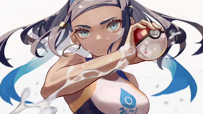 Nessa from Pokemon Sword and Shield holding a Pokeball