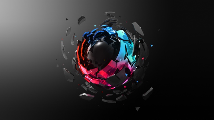 Abstract Exploding Sphere with Colorful Fragments 4K