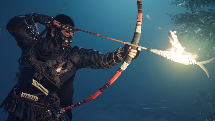 Samurai Archer with Flaming Arrow in Ghost of Tsushima 4K