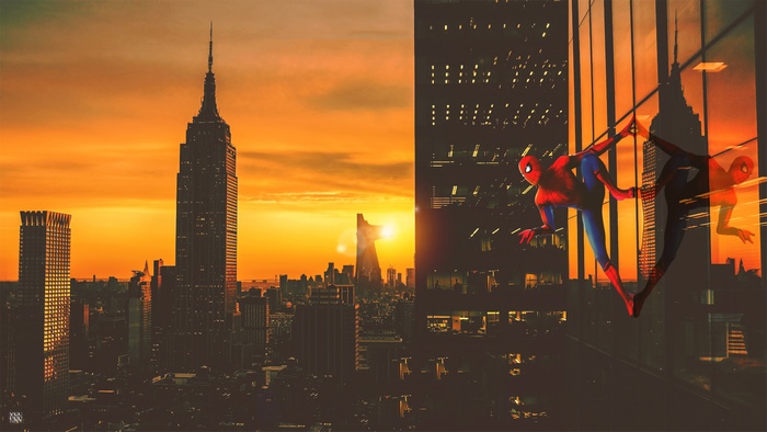 Spider-Man in New York City at Sunset 4K