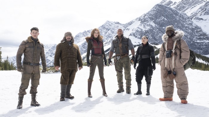 Jumanji: The Next Level Cast in Snowy Mountains