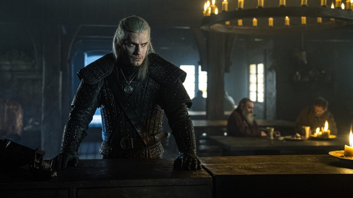 Geralt of Rivia from The Witcher in a tavern