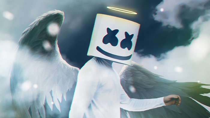 DJ, Marshmello, Angel, 4K