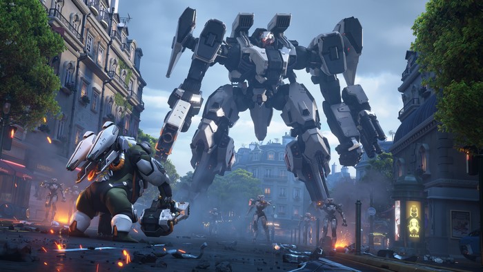 Overwatch 2 Bastion and Null Sector robots in Paris