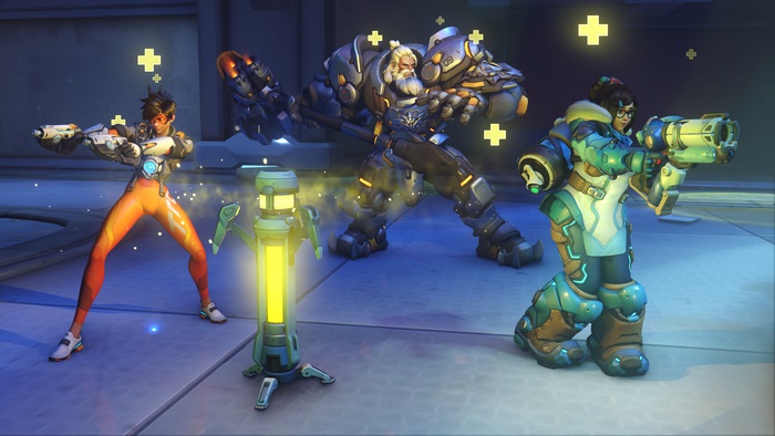 Tracer, Mei, and Reinhardt from Overwatch 2 in 4K
