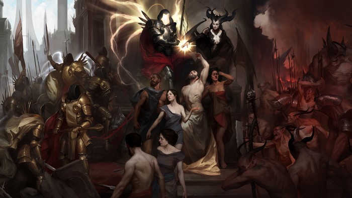 Diablo from Diablo series with angels and demons