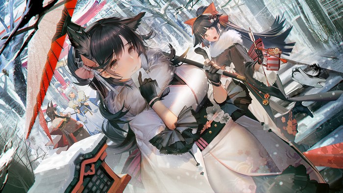 Azur Lane, Atago, Takao, Anime Girls, 4K