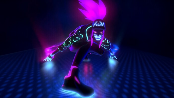Akali from K/DA in neon lights