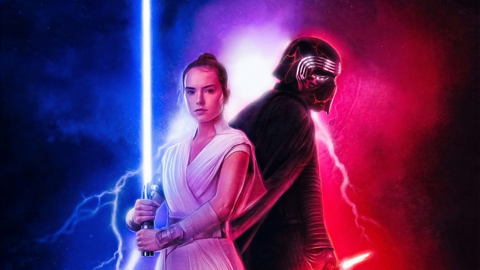 Rey and Kylo Ren from Star Wars The Rise of Skywalker 4K