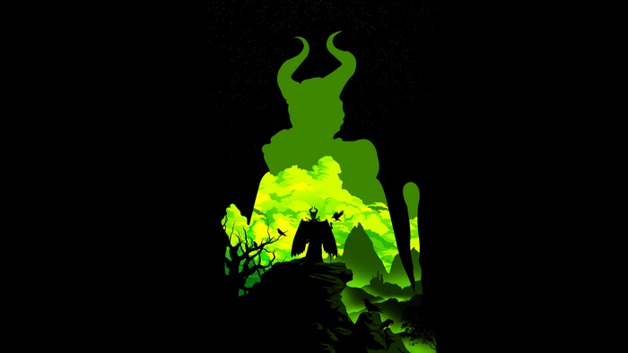 Maleficent from Sleeping Beauty silhouette with landscape