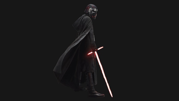 Kylo Ren from Star Wars holding a lightsaber