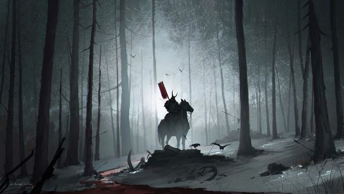 Samurai Warrior in a Dark Forest 4K