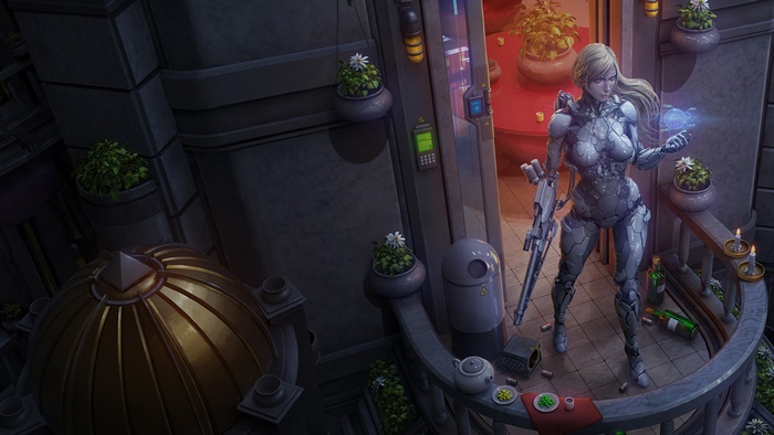 Sci-Fi, Warrior, Girl, 4K