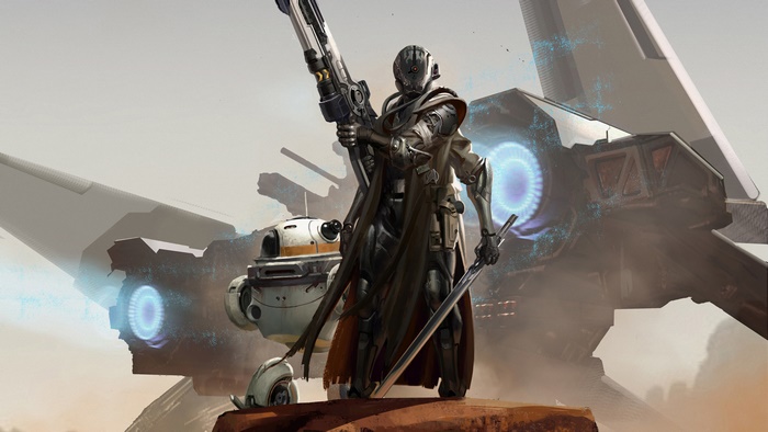Sci-Fi Soldier with Rifle and Sword 4K