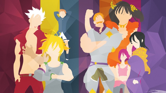 The Seven Deadly Sins characters in minimalist style