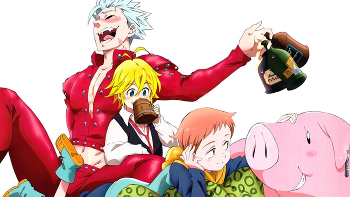 Ban, Meliodas, King, and Hawk from The Seven Deadly Sins 4K
