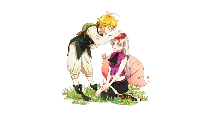 Meliodas and Elizabeth from The Seven Deadly Sins with Hawk