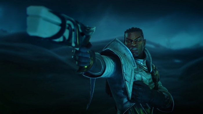 Lucian from LoL aiming a weapon in 4K