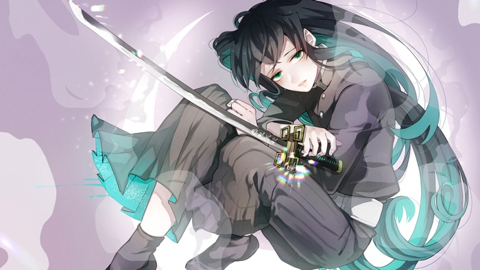Muichiro Tokito, Katana, Kimetsu no Yaiba, 4K