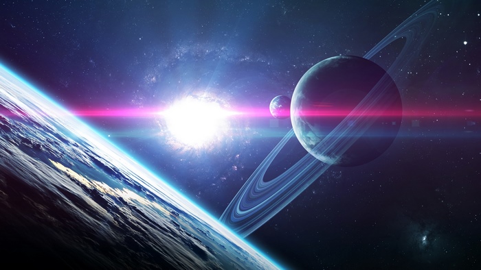 Galaxy, Planets, Stars, Space, 4K