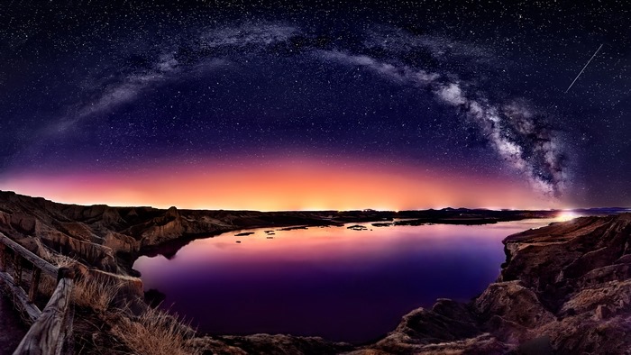 Landscape, Night, Sky, Stars, Scenery, 4K
