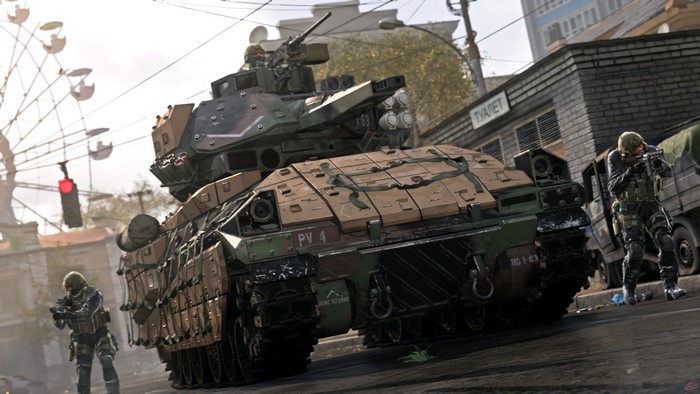 Tank and soldiers in Call of Duty Modern Warfare 4K