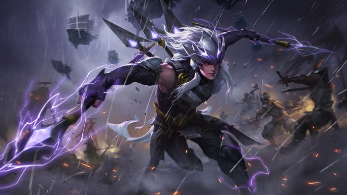 Fantasy Warrior with Lightning Spear in Battle 4K