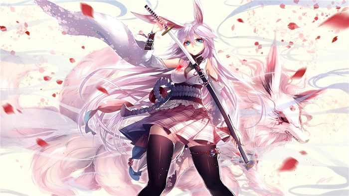 Yae Sakura from Honkai Impact 3rd with a fox spirit
