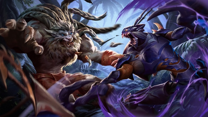 Rengar and Kha'Zix from LoL fighting 4K