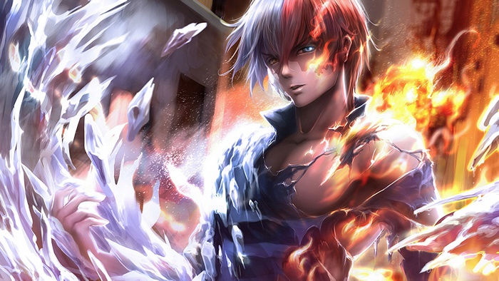 Shoto Todoroki, Fire, Ice, [My Hero Academia], 4K