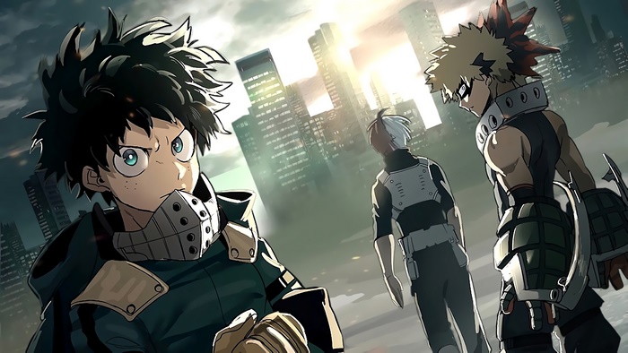 Izuku, Katsuki, and Shoto from My Hero Academia in 4K