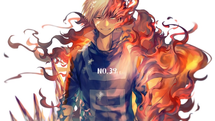 Shoto Todoroki from My Hero Academia with Flames 4K