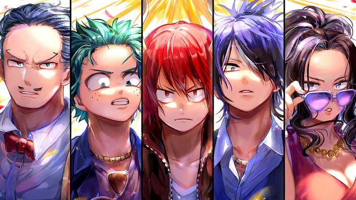 My Hero Academia characters: Tenya, Izuku, Eijiro, Shoto, Momo 4K