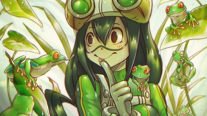 Tsuyu Asui from My Hero Academia with Frogs 4K