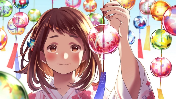 Ochaco Uraraka from My Hero Academia with Wind Chimes