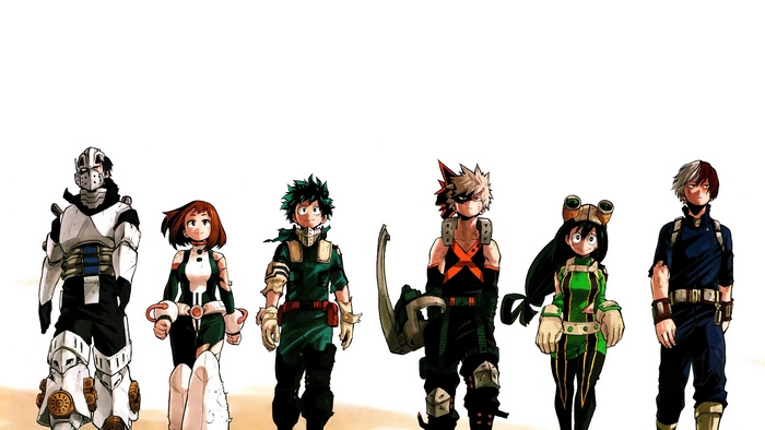 My Hero Academia characters: Tenya, Ochaco, Izuku, Katsuki, Tsuyu, Shoto 4K