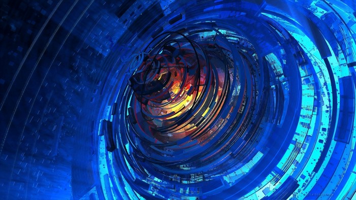 Abstract Blue Spiral Tunnel 4K