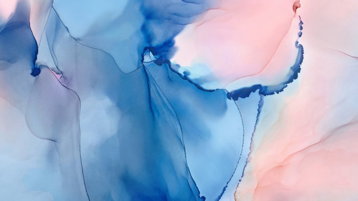 Abstract Fluid Art with Blue and Pink Hues 4K