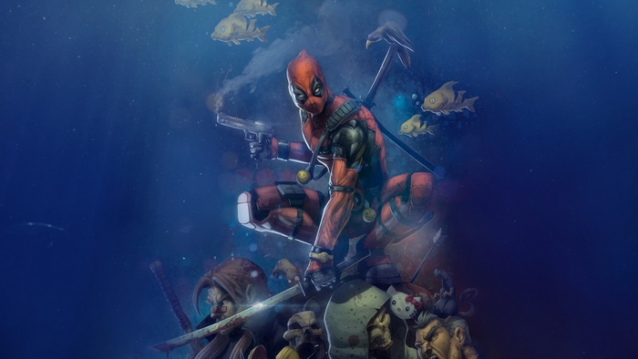 Deadpool with Guns and Katana 4K