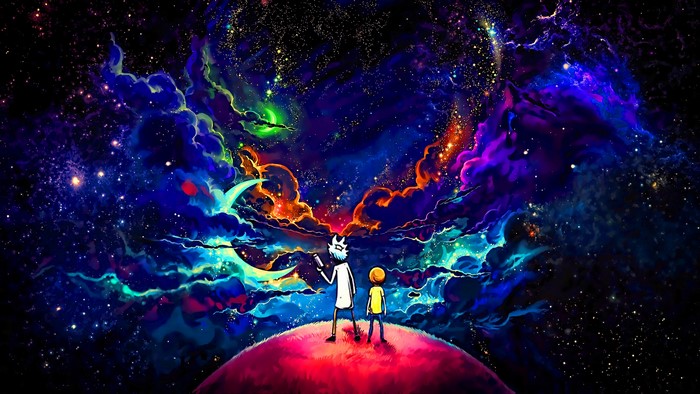 Rick and Morty, Sky, Stars, 4K