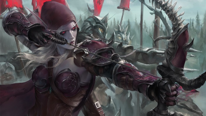 Sylvanas Windrunner from WoW with the Horde army