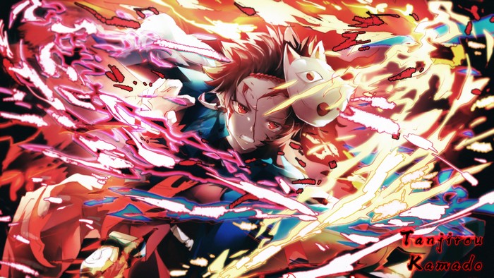 Tanjiro, Flame, Mask, Kimetsu no Yaiba, 4K