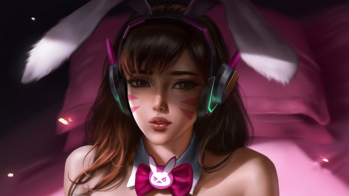 D.Va from Overwatch in bunny costume