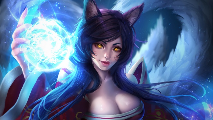 Ahri from LoL holding a magic orb