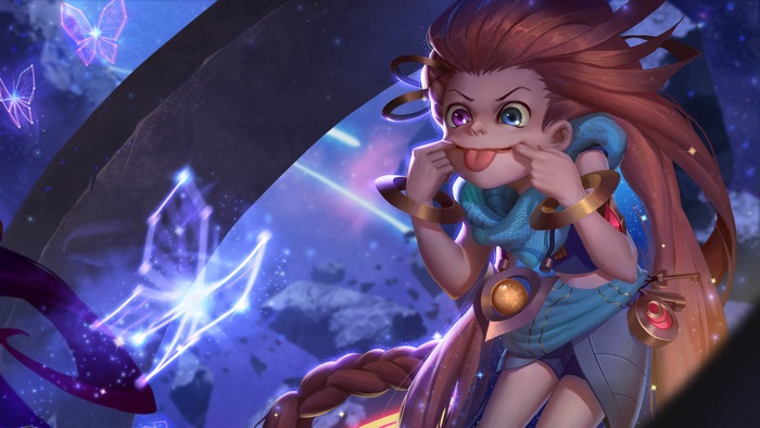 Zoe from League of Legends making a funny face