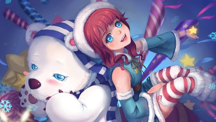 Annie from LoL with a polar bear